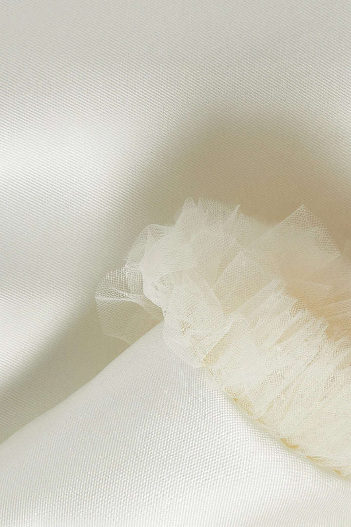 A-Line Satin Dress with Tulle Ruffle Trim – BLOSSOM