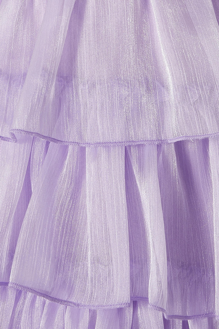 Puff Sleeve Tiered Organza Maxi Dress – LAVENDER