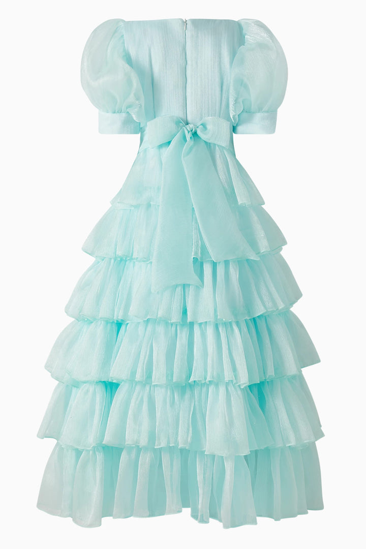 Puff Sleeve Tiered Organza Maxi Dress – LAVENDER