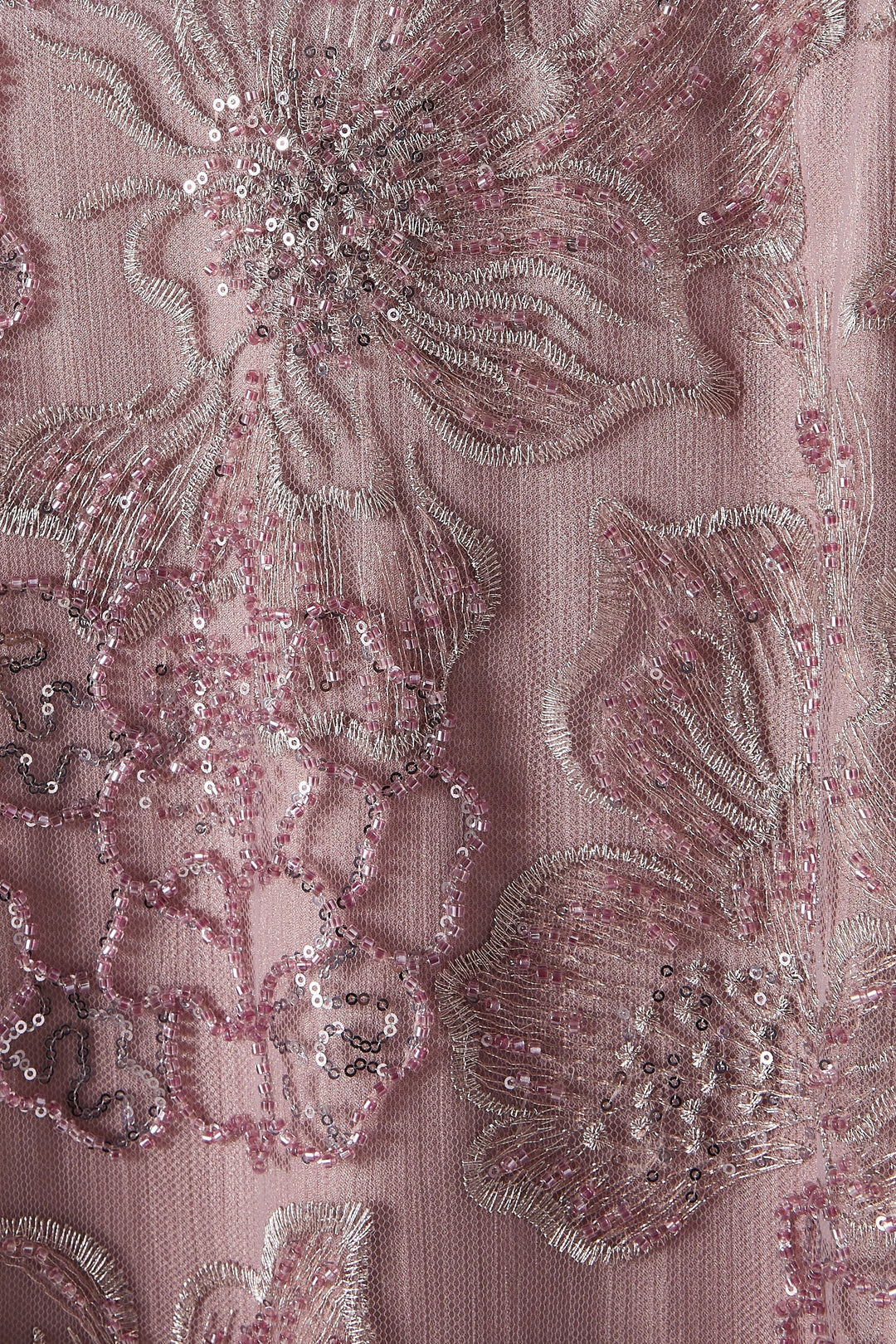 فستان ميدي من الدانتيل المطرز برباط عند الخصر - ذهبي