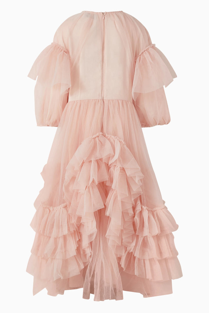 Tiered Tulle Dress with Puff Sleeves – CLOUD