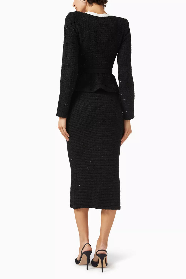 Embellished Knit Cardigan & Midi Skirt Set – KAREM