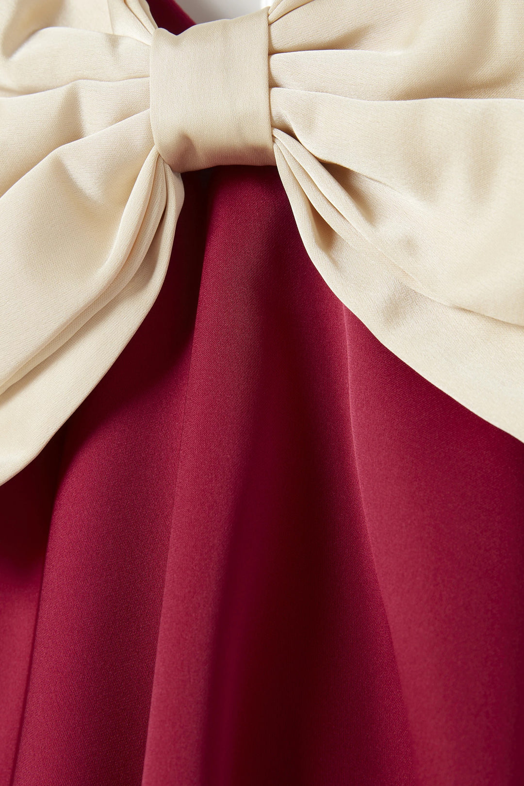 Sleeveless Satin Babydoll Dress with Contrast Bow – CRIMSON