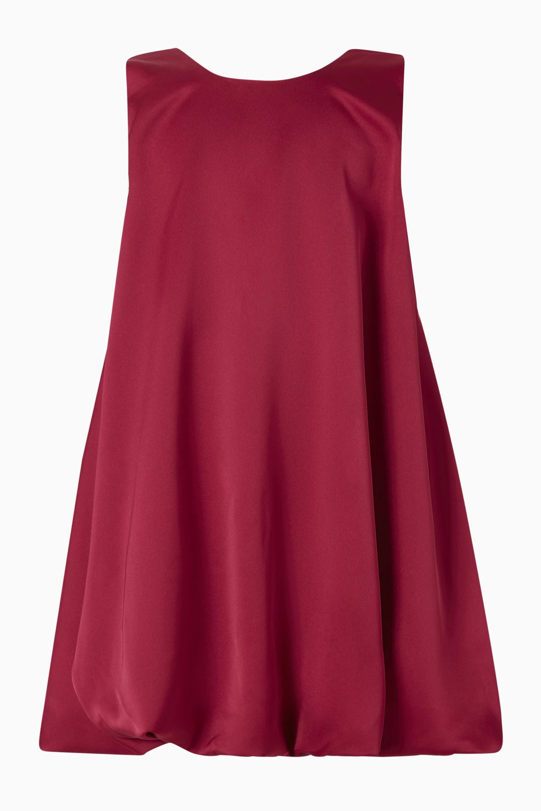 Sleeveless Satin Babydoll Dress with Contrast Bow – CRIMSON