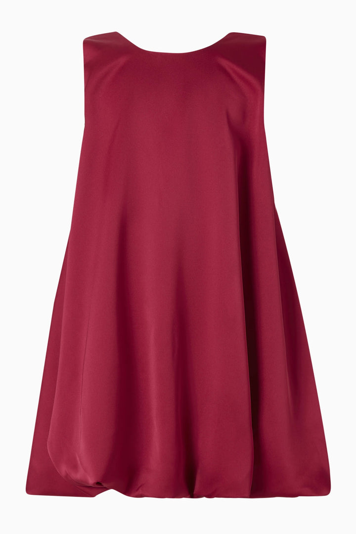 Sleeveless Satin Babydoll Dress with Contrast Bow – CRIMSON