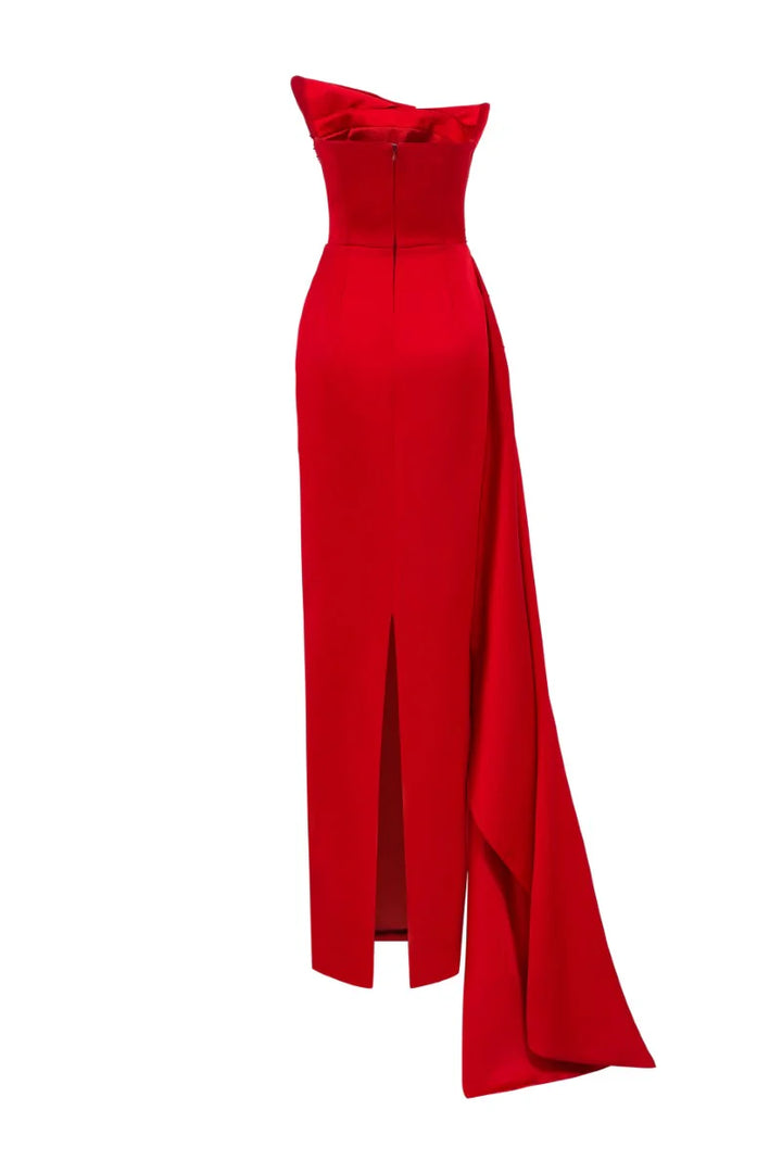 فستان ساتان منسدلة غير متماثلة – سكارليت