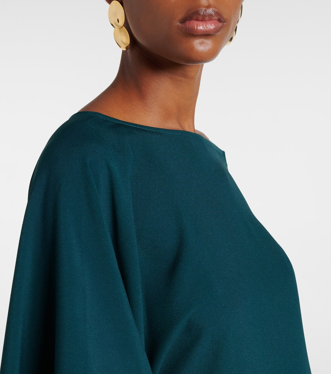 asymmetric gown with feather trim – VIVID