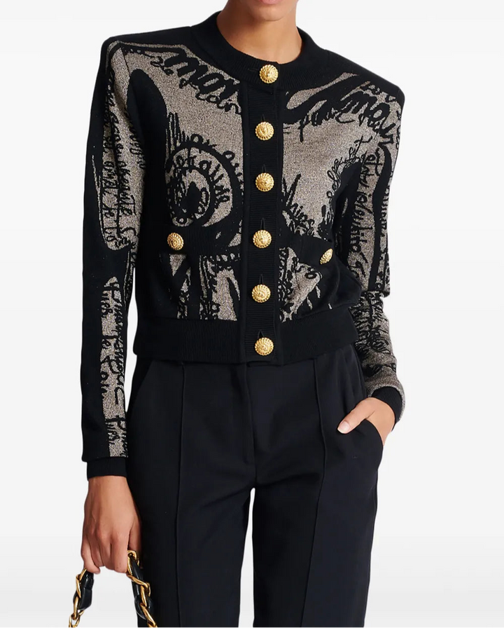 كارديجان محبوك بتصميم خط تجريدي – نوفازلي