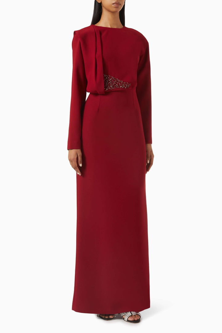 فستان بأكمام طويلة وخصر مزين – روبينا