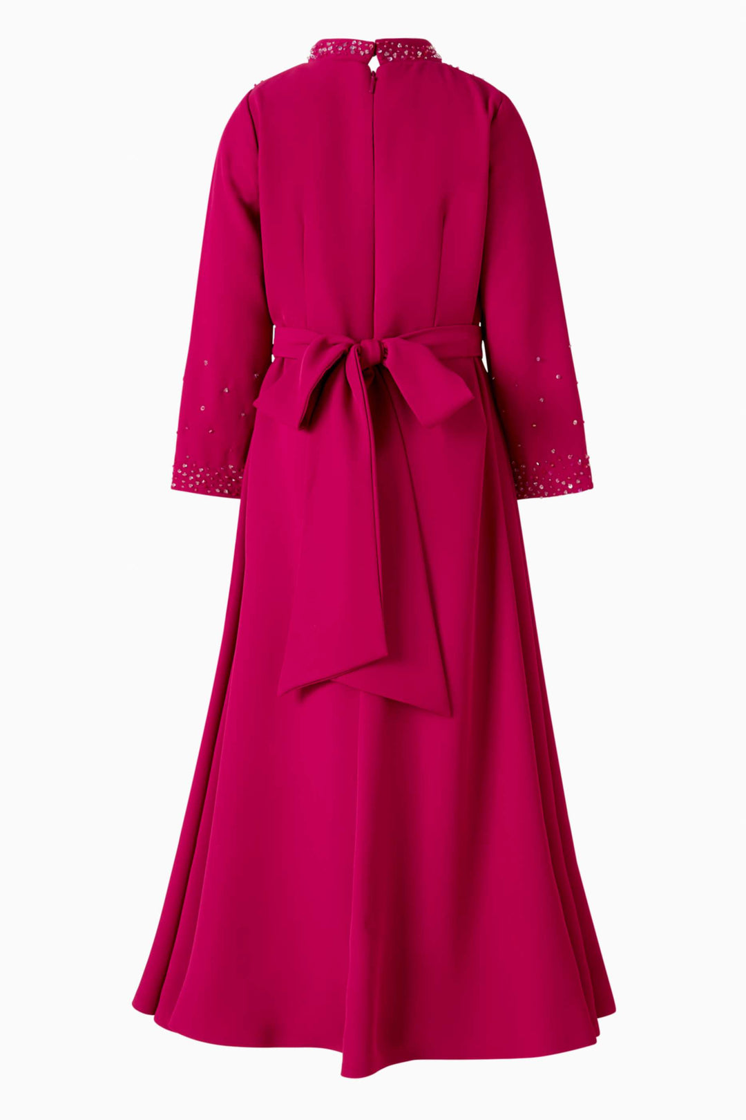 High-Neck Embellished Maxi Dress with Long Sleeves – AMARA