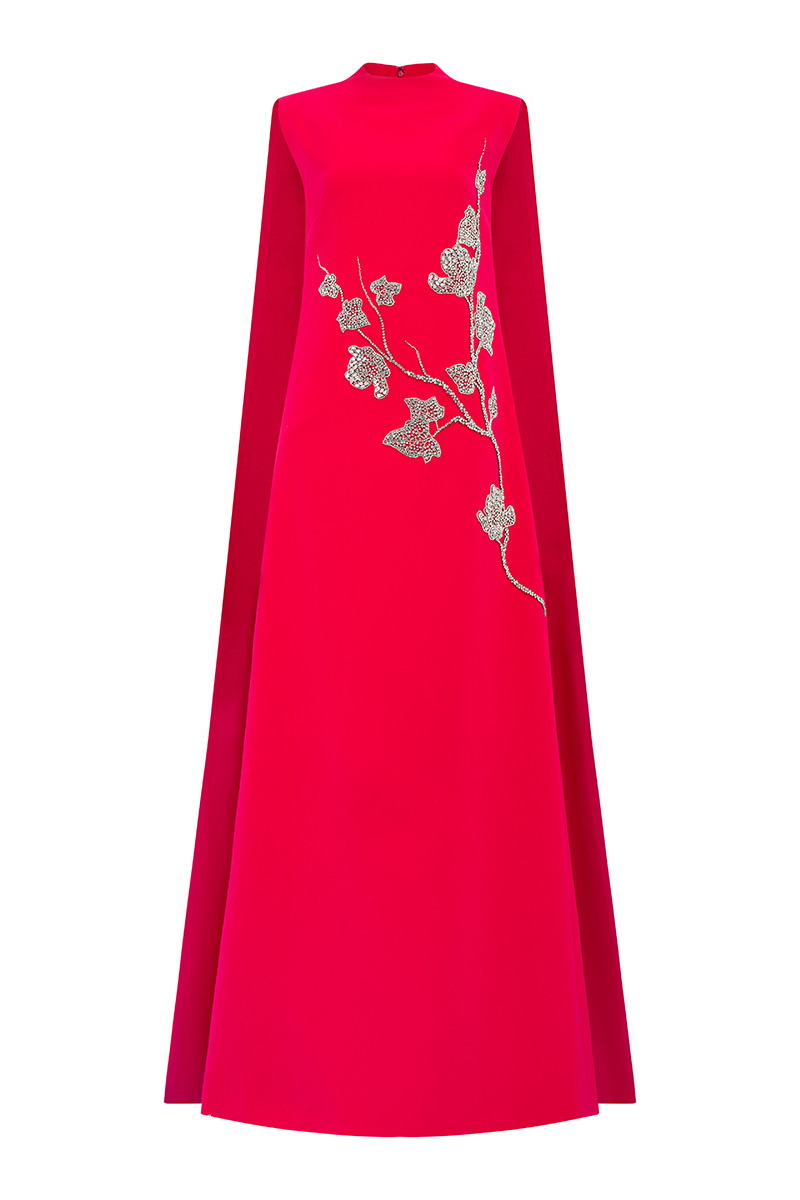 فستان بدون أكمام بتصميم حرف A مزين بزهور كريستالية – أريا