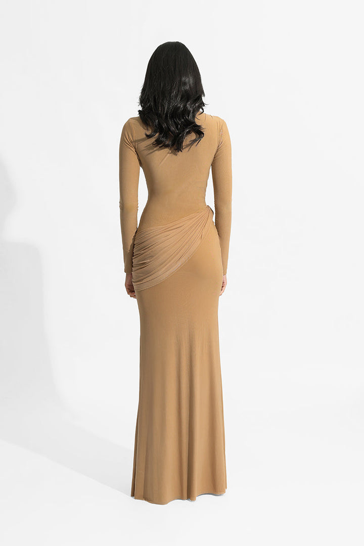 draped high-neck jersey gown – SIENNA