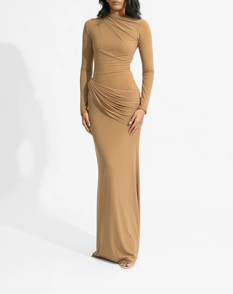 draped high-neck jersey gown – SIENNA