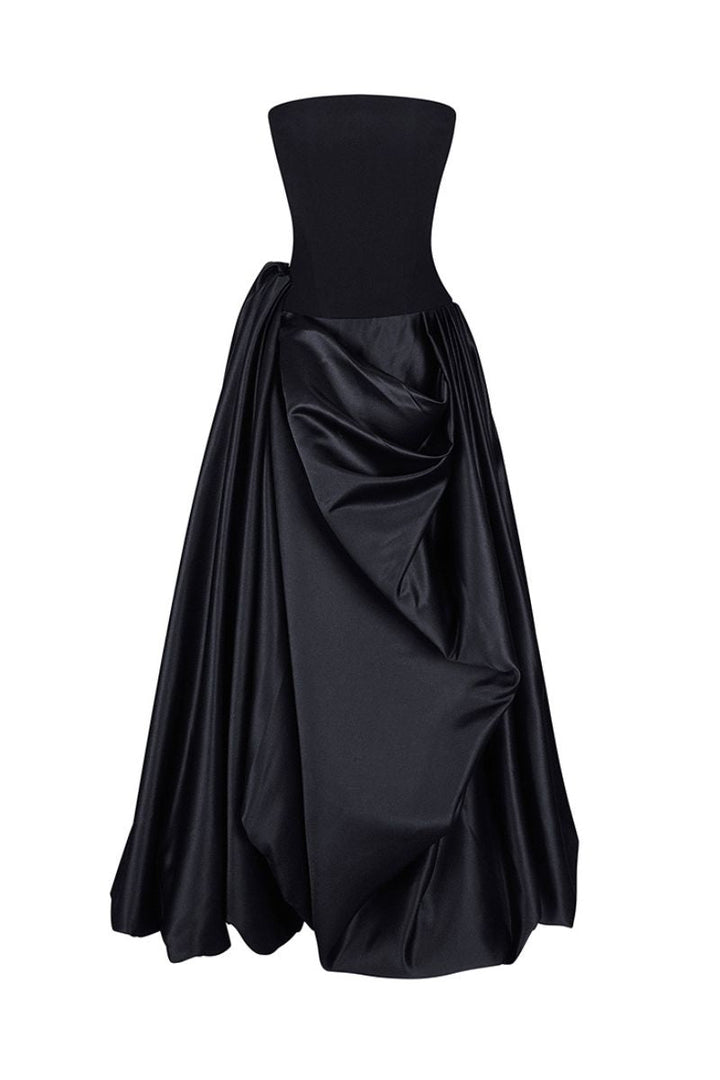 structured ball gown with sculpted draped skirt – NOCTURNE