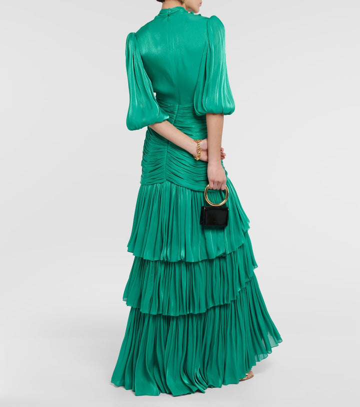 فستان مطوي متعدد الطبقات مع رقبة على شكل ربطة عنق – رولين