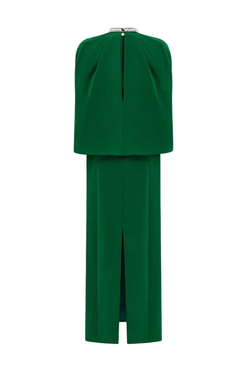 فستان عمودي برقبة عالية مع غطاء رأس منسدل – فيرديه