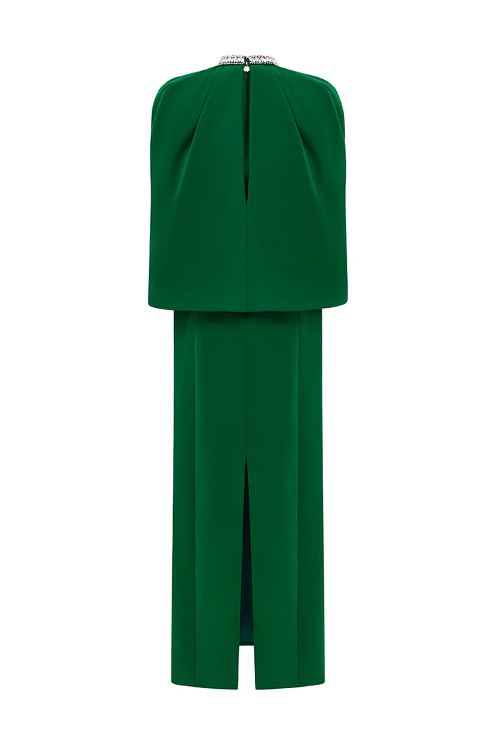 فستان عمودي برقبة عالية مع غطاء رأس منسدل – فيرديه