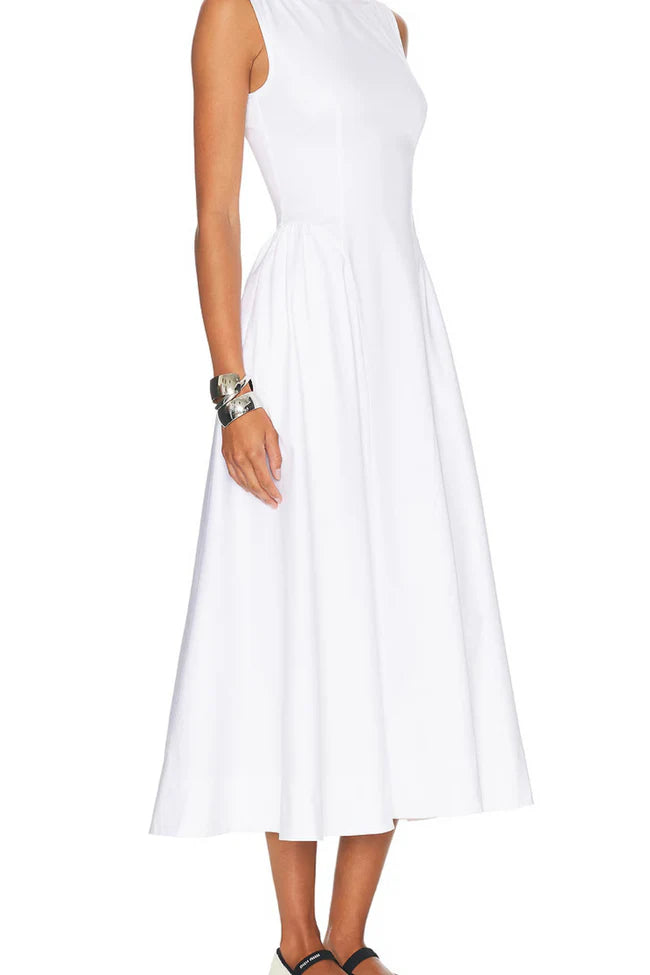 Plissiertes Oberteil mit ausgestellten Ärmeln und Maxirock-Set mit Taillengürtel – Rosiny 