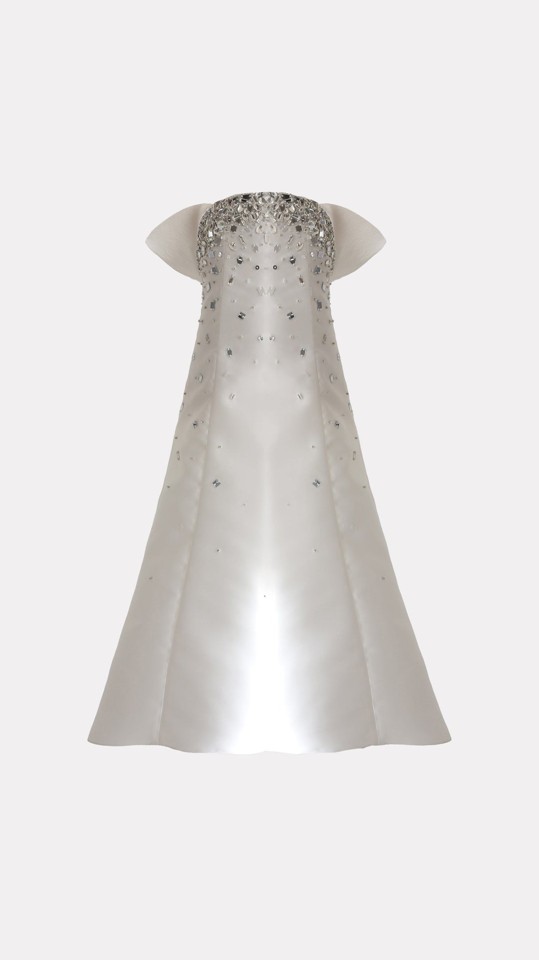 Embellished Strapless Maxi Dress with Mini Cape Sleeves – LUMINA