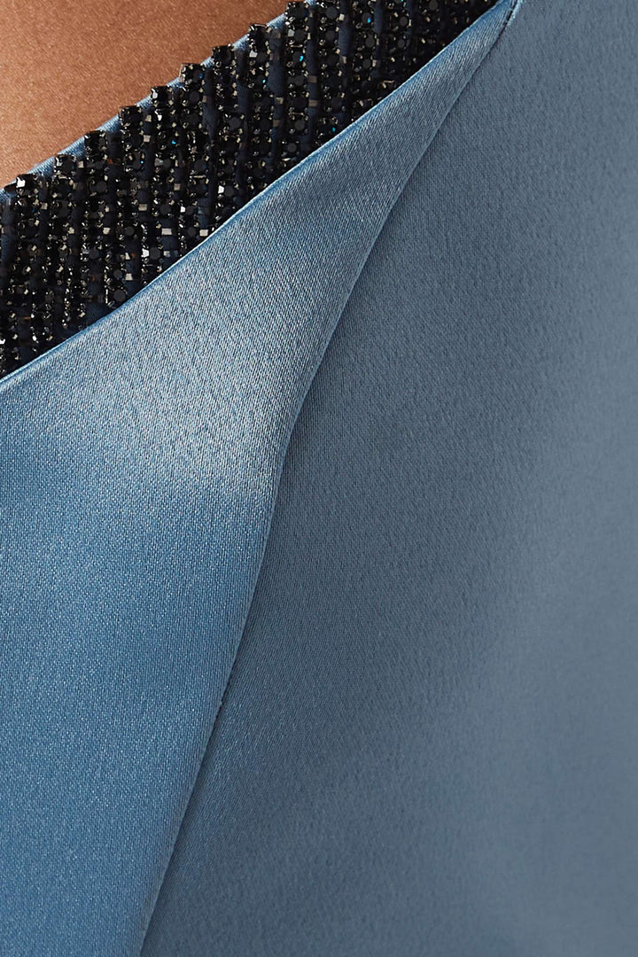 satin gown with draped neckline and side pleats – SKYLA