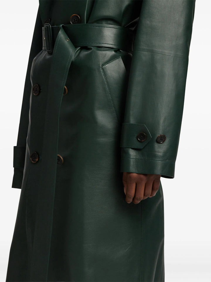 معطف طويل من الجلد مع حزام - سيرالدي