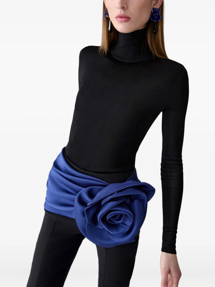 褶皱喇叭袖上衣和高腰裙套装，配腰带 – Rosiny 