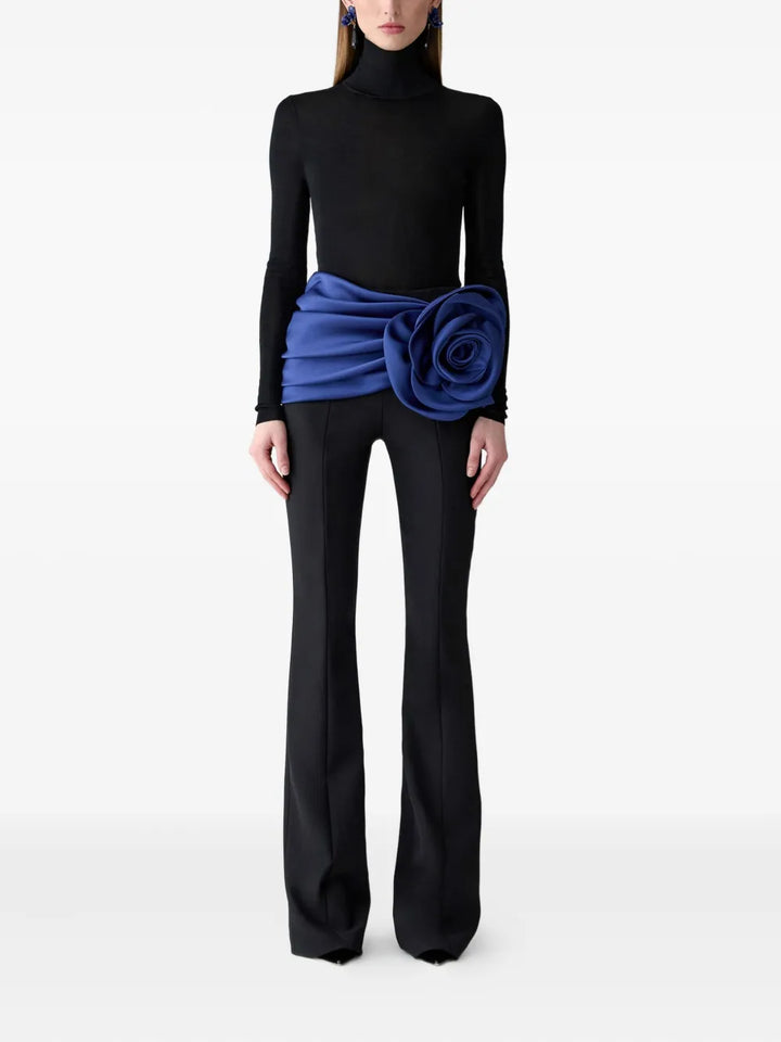 褶皱喇叭袖上衣和高腰裙套装，配腰带 – Rosiny 