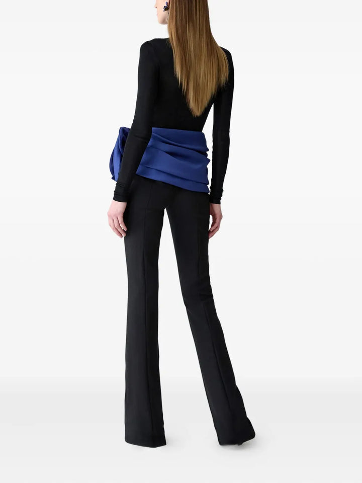 褶皱喇叭袖上衣和高腰裙套装，配腰带 – Rosiny 