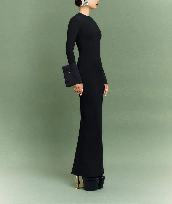 long-sleeve column dress with structured flared cuffs – CHLOE