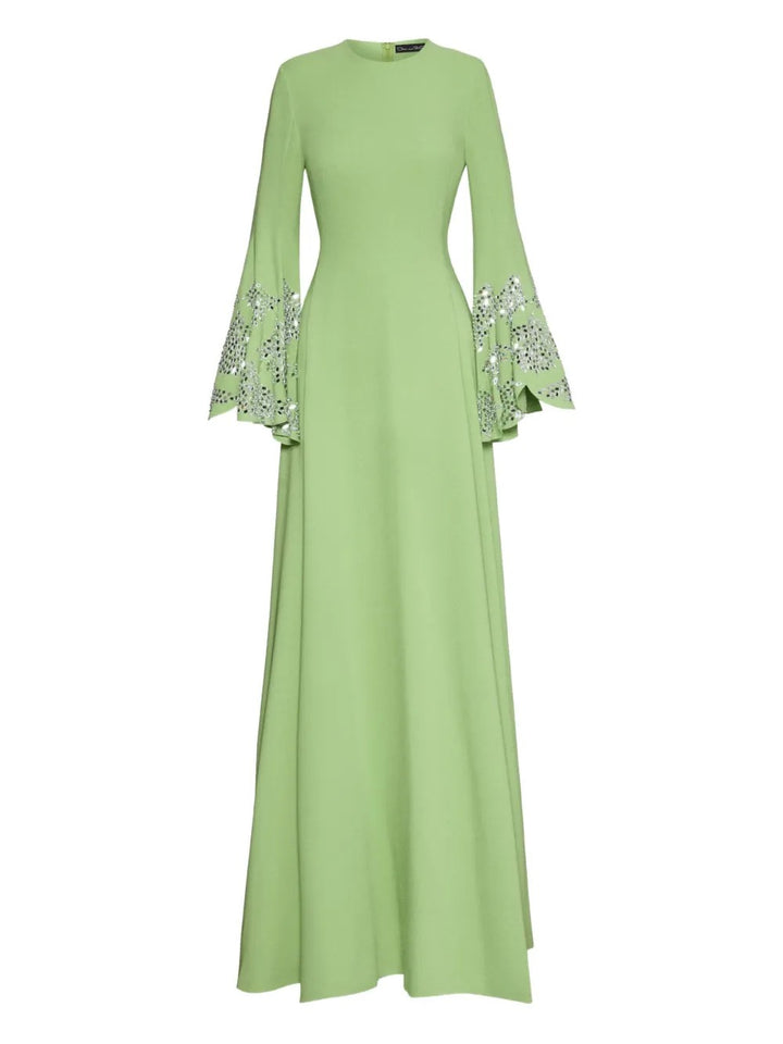 long-sleeve gown with embellished flared cuffs – LARINE