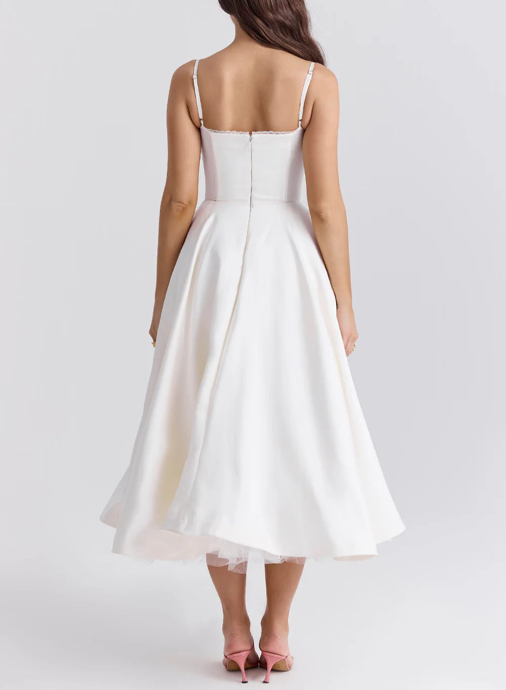 corset midi dress with flared satin skirt – MONZA