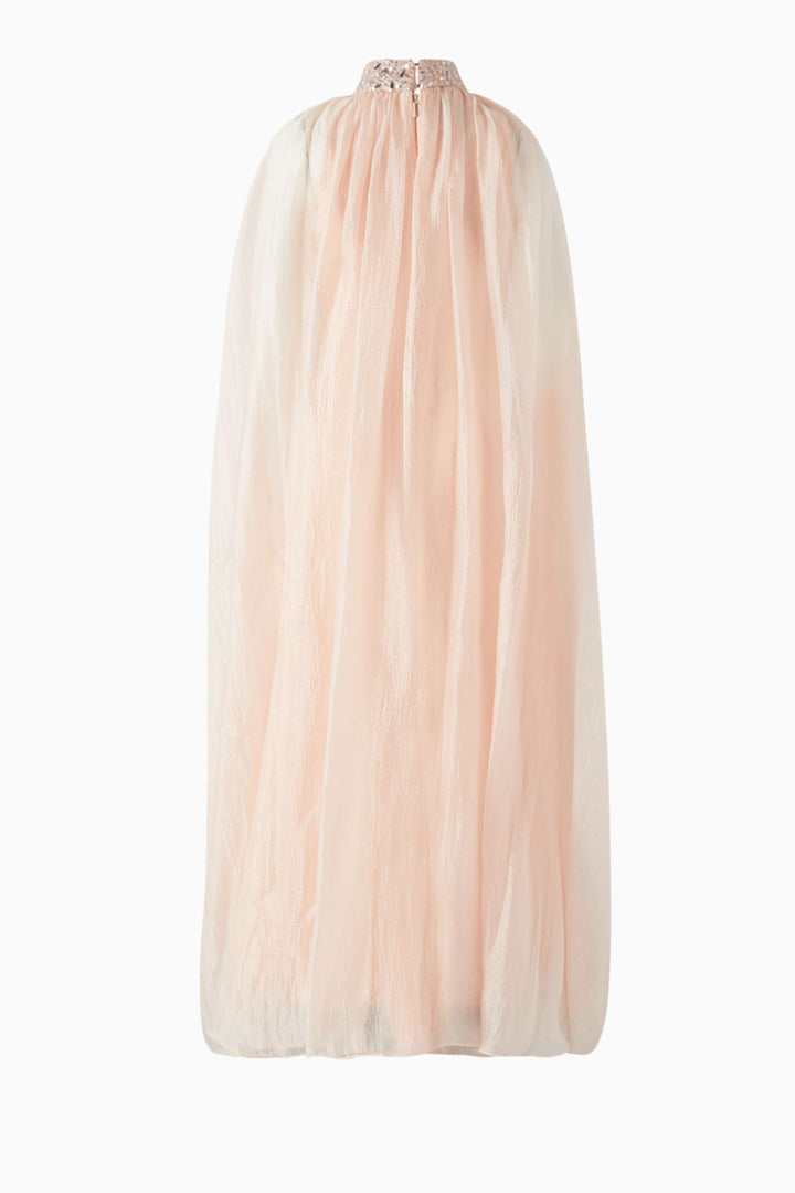 Sequin Column Maxi Dress with Sheer Cape Overlay – BLUSH