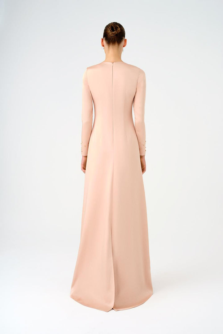 long-sleeve embellished floral evening gown – NOIRELLE