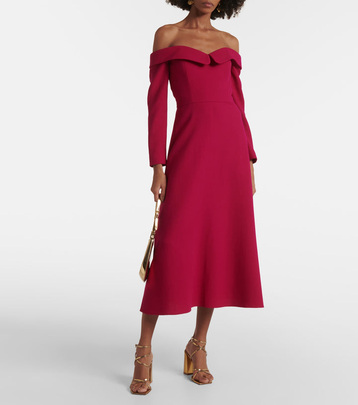 off-shoulder midi dress with folded neckline – AMARA