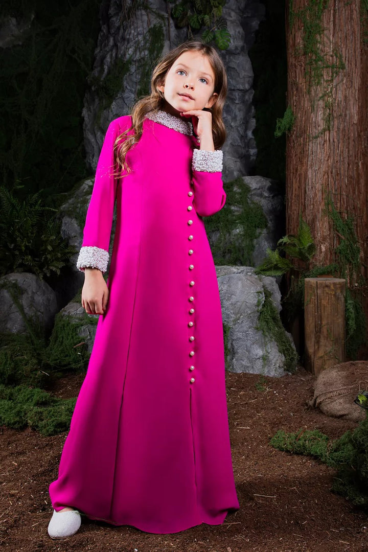 Long Sleeve Maxi Dress with Pearl Button Detail – GRACE