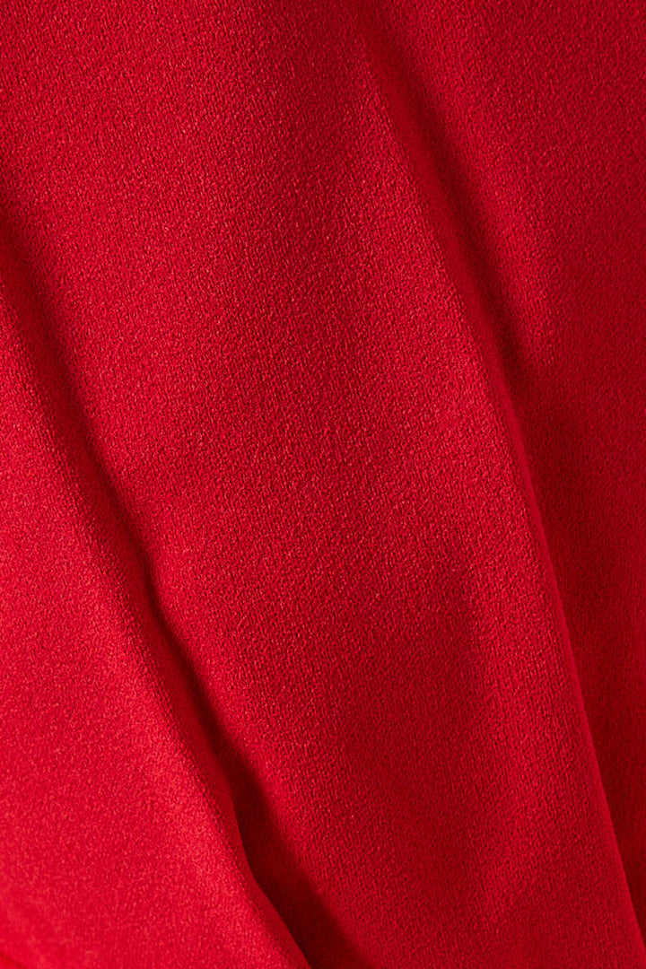 فستان حورية البحر مكشوف الكتفين ومطوي - كريمسون