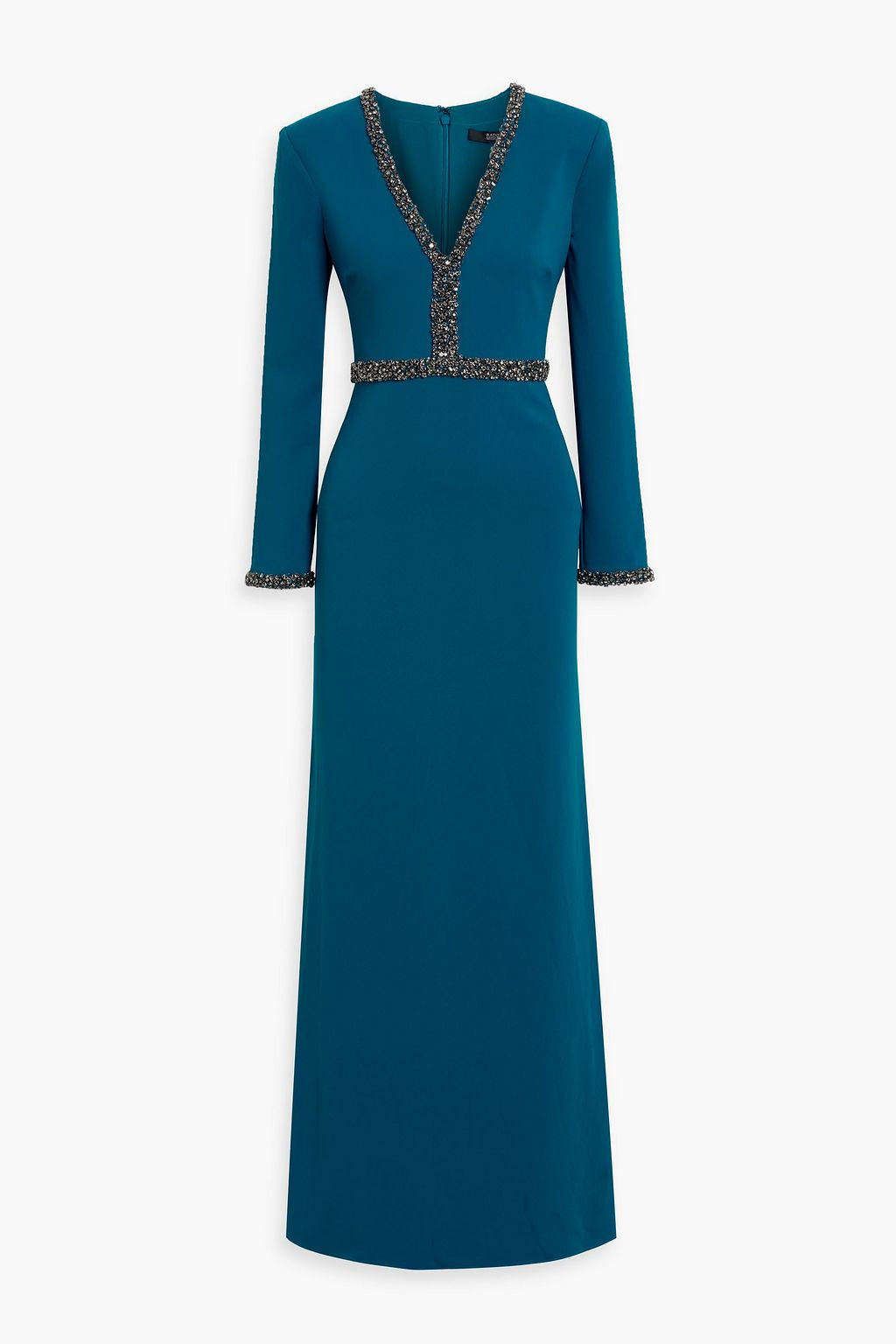 embellished deep-V long-sleeve gown – TEALR