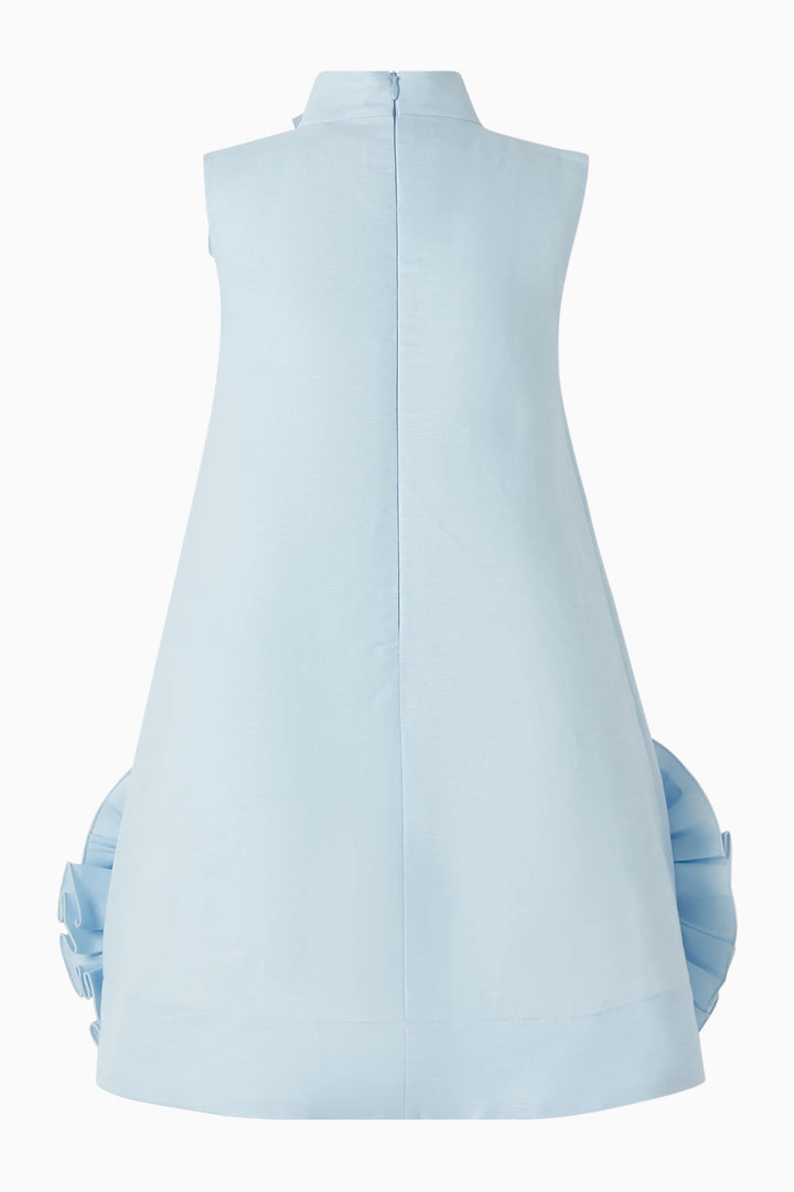 Sleeveless High-Neck A-Line Dress with Oversized Floral Appliqués – BLOSSOM