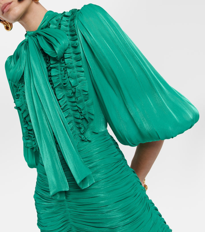 فستان مطوي متعدد الطبقات مع رقبة على شكل ربطة عنق – رولين