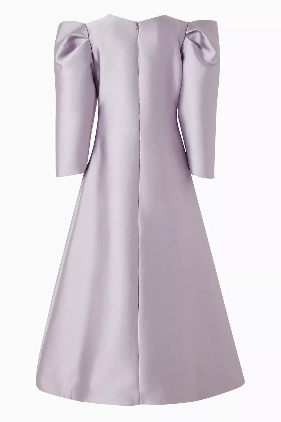 Button-Front Satin Dress with Puff Sleeves – GRACE
