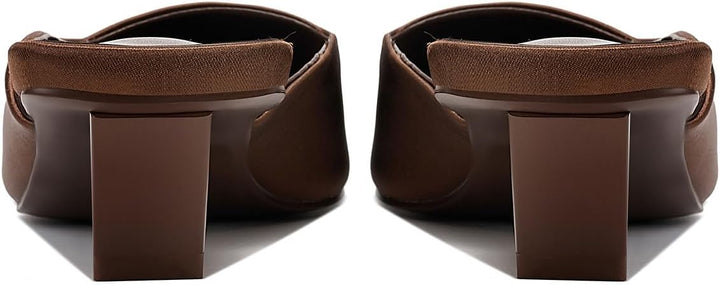 square toe satin mule with block heel - LINADI