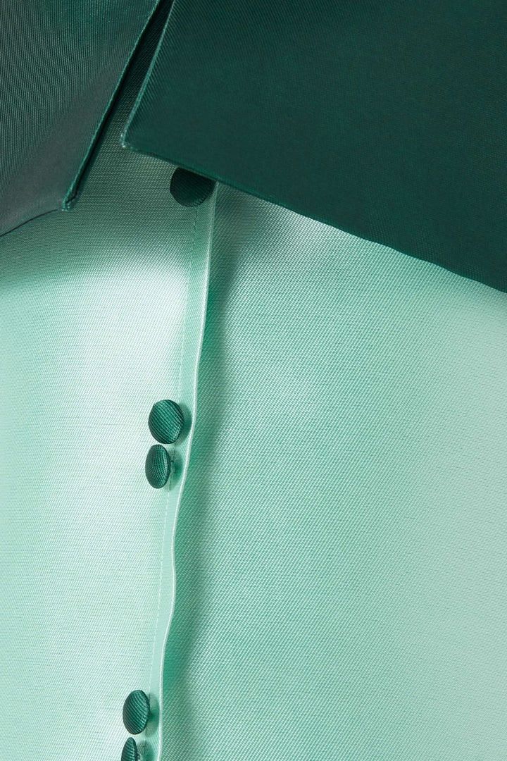 Two-Tone Satin A-Line Dress with Button Front – VELVET