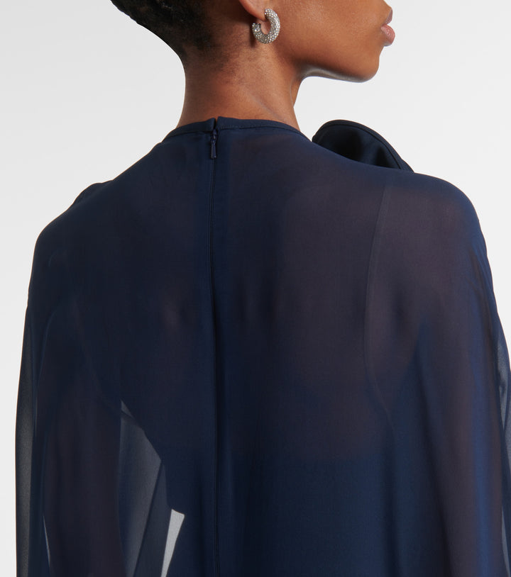 cape gown with sculpted floral shoulder – MAELLE