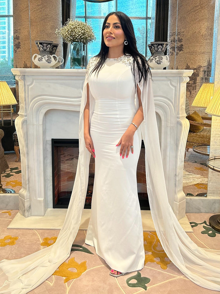 Beaded shoulders black dress with cape sleeves - Zoella