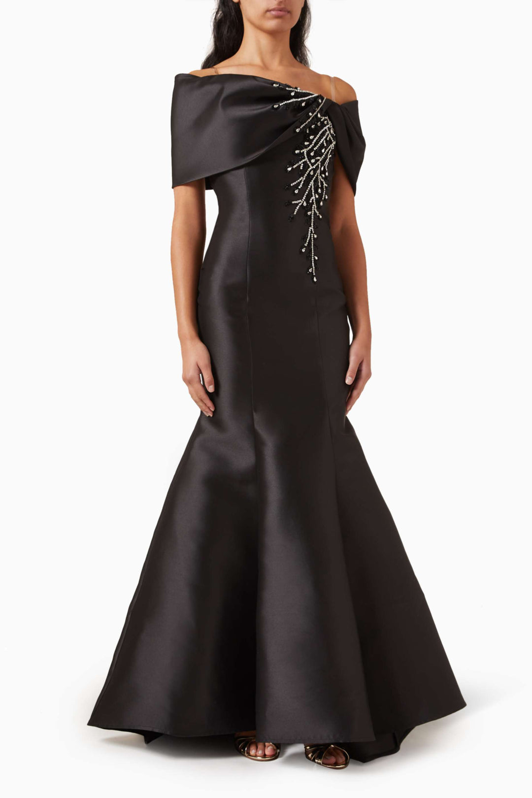 فستان حورية البحر مكشوف الكتفين مع درابزين مزخرف – سيليست