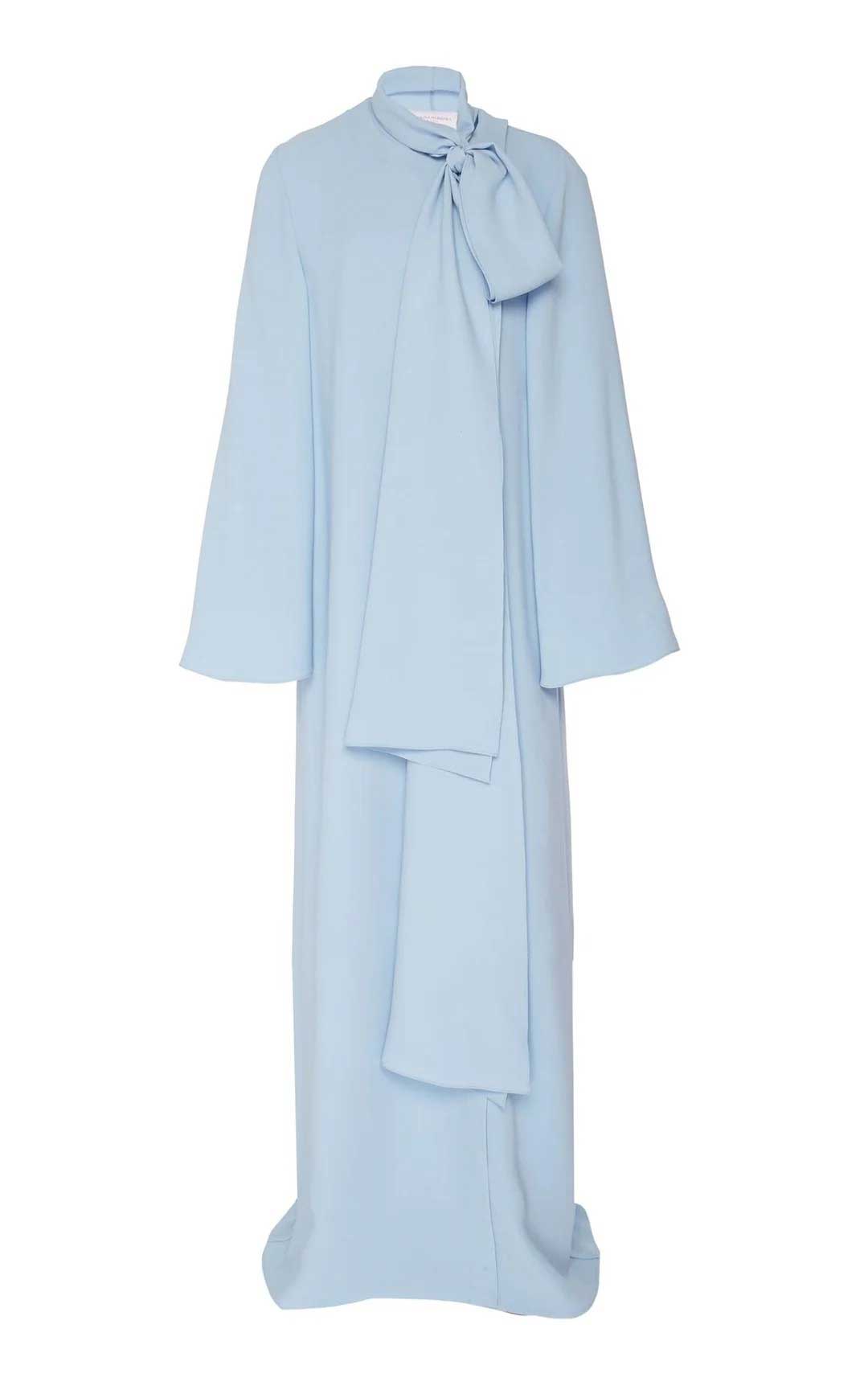 فستان منسدل بفتحة رقبة على شكل فيونكة وشق جانبي – ريزيين