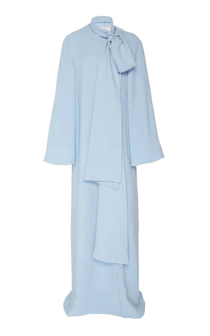 فستان منسدل بفتحة رقبة على شكل فيونكة وشق جانبي – ريزيين