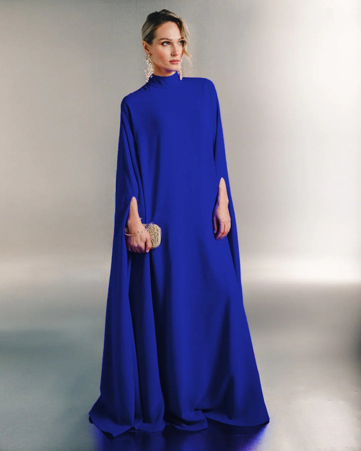 high-neck cape sleeve maxi gown – AMETHYST