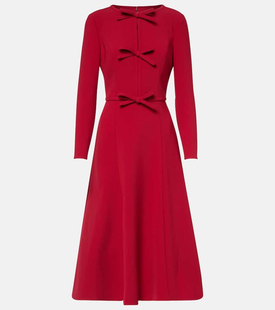 long-sleeve midi dress with bow accents – VERENA