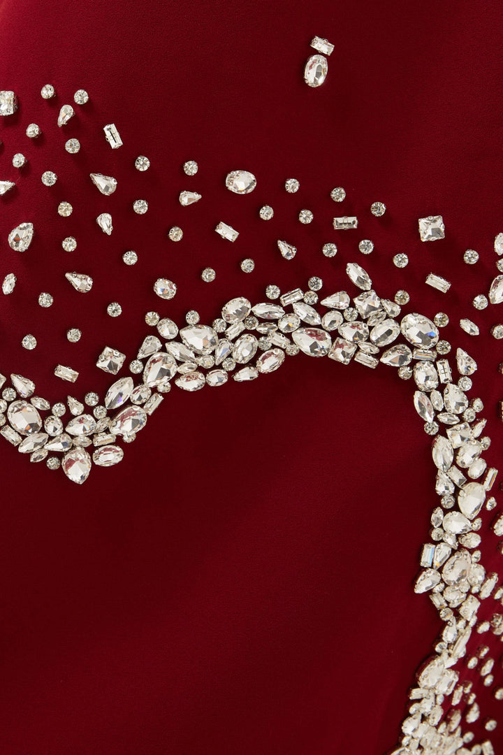 فستان مزين بأكمام طويلة مع لمسات من الكريستال - روبي